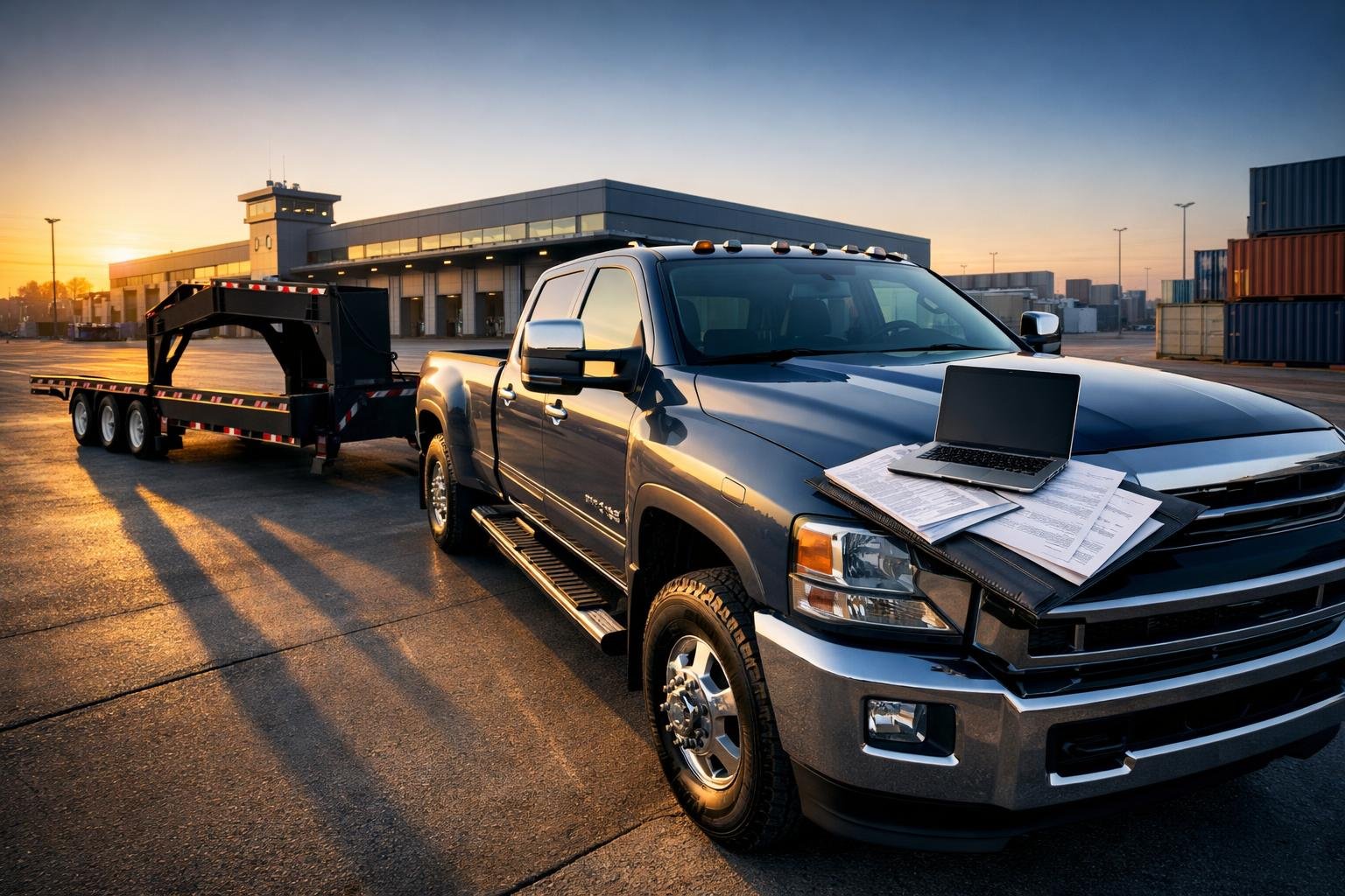 Hot shot trucking 1099 compliance documentation on a professional desk