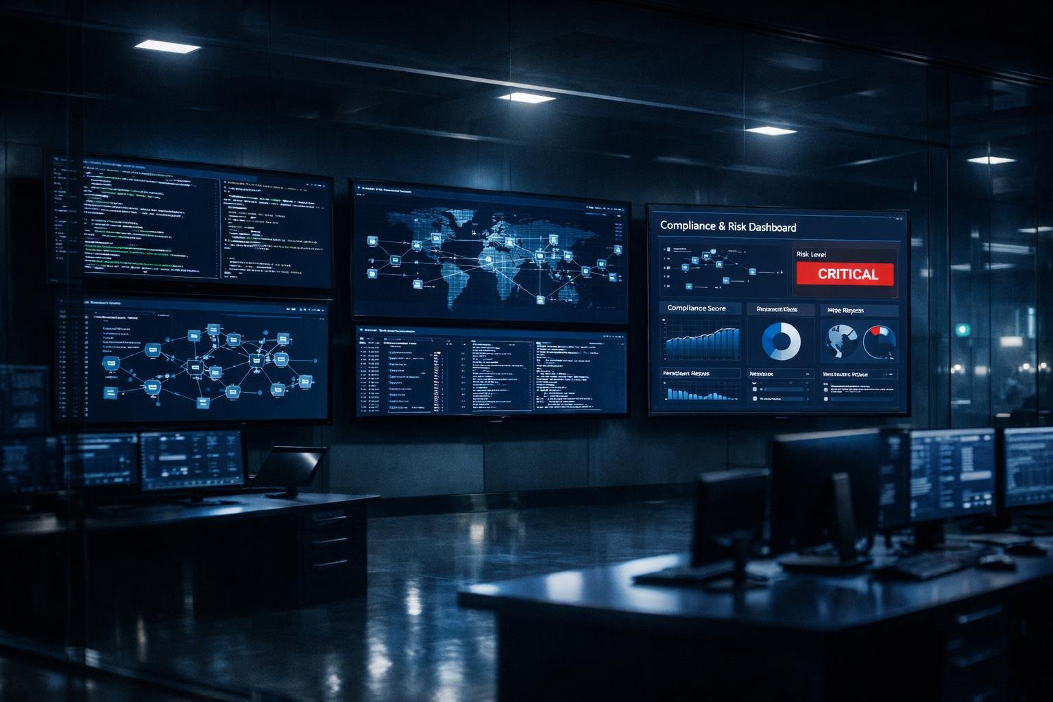 1099 software developer misclassification compliance dashboard in modern corporate IT command center