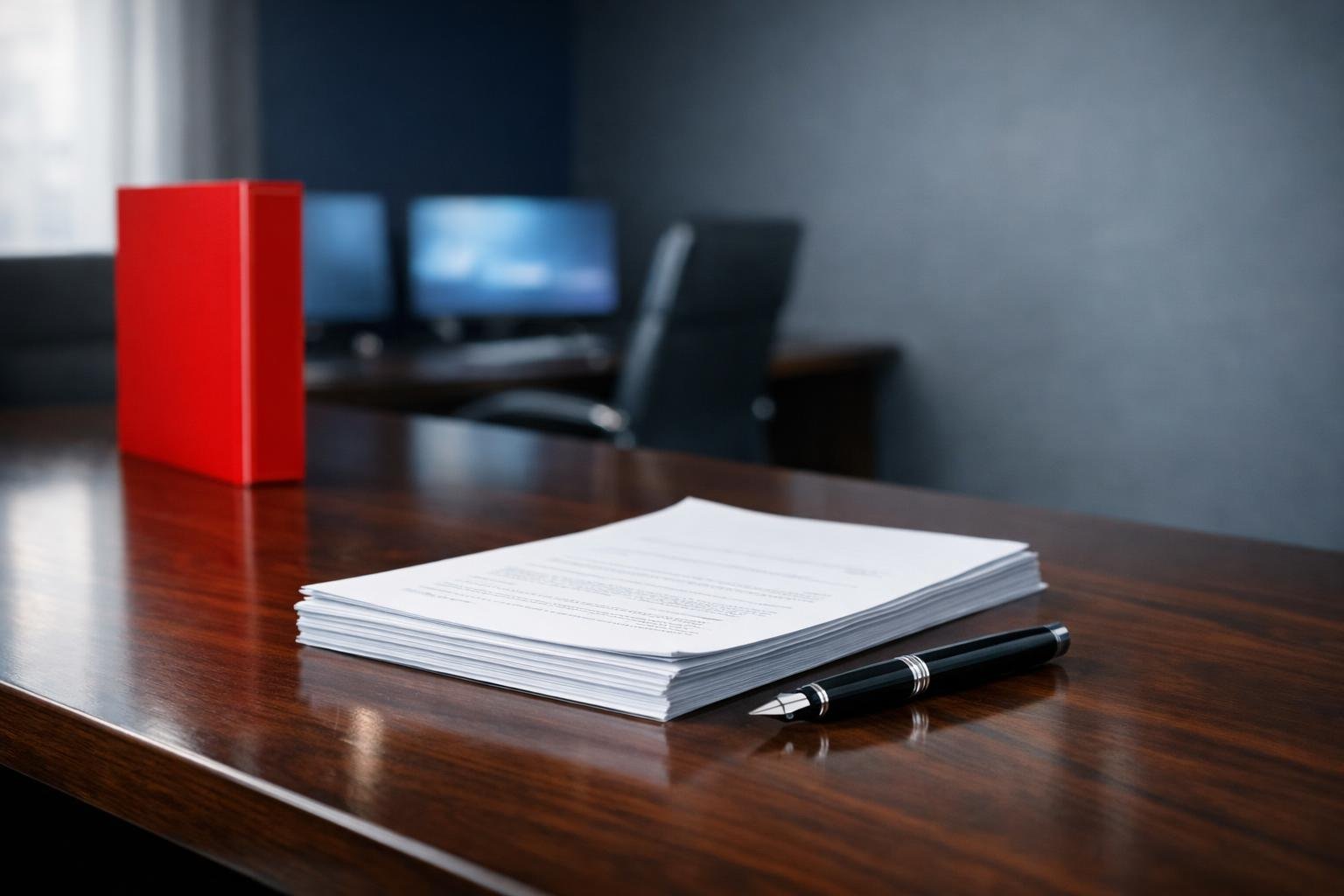 Title agency closing table with documents and pen illustrating title agency 1099 insurance cross-sell.