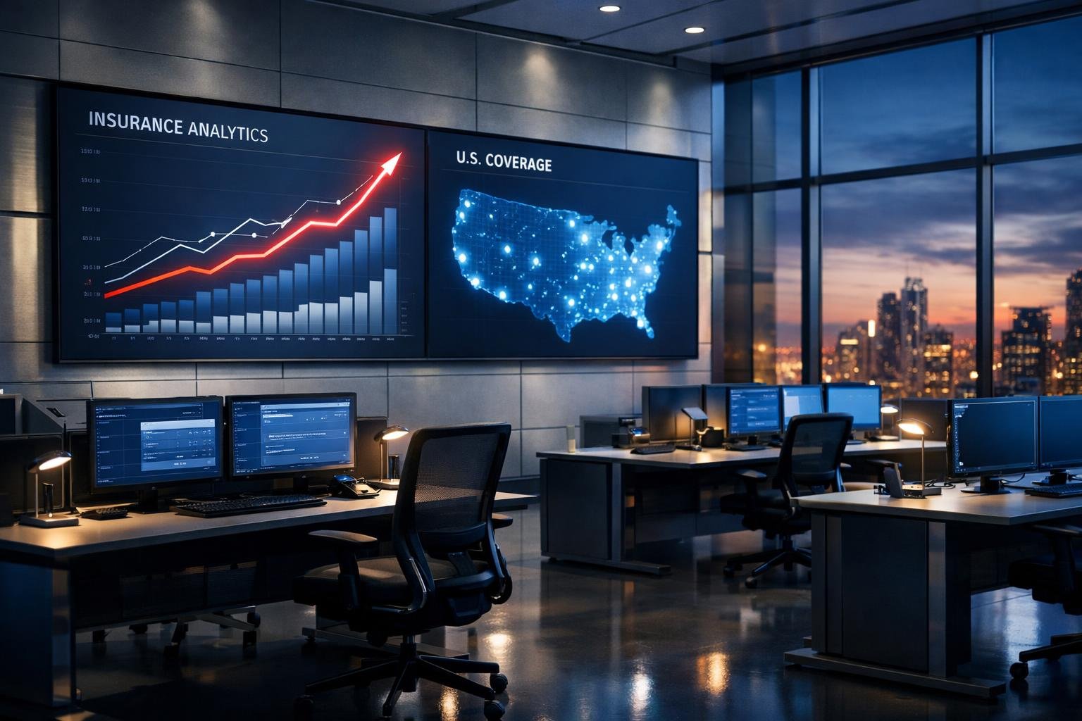 Command center dashboard visualizing growth of the 1099 economy insurance vertical