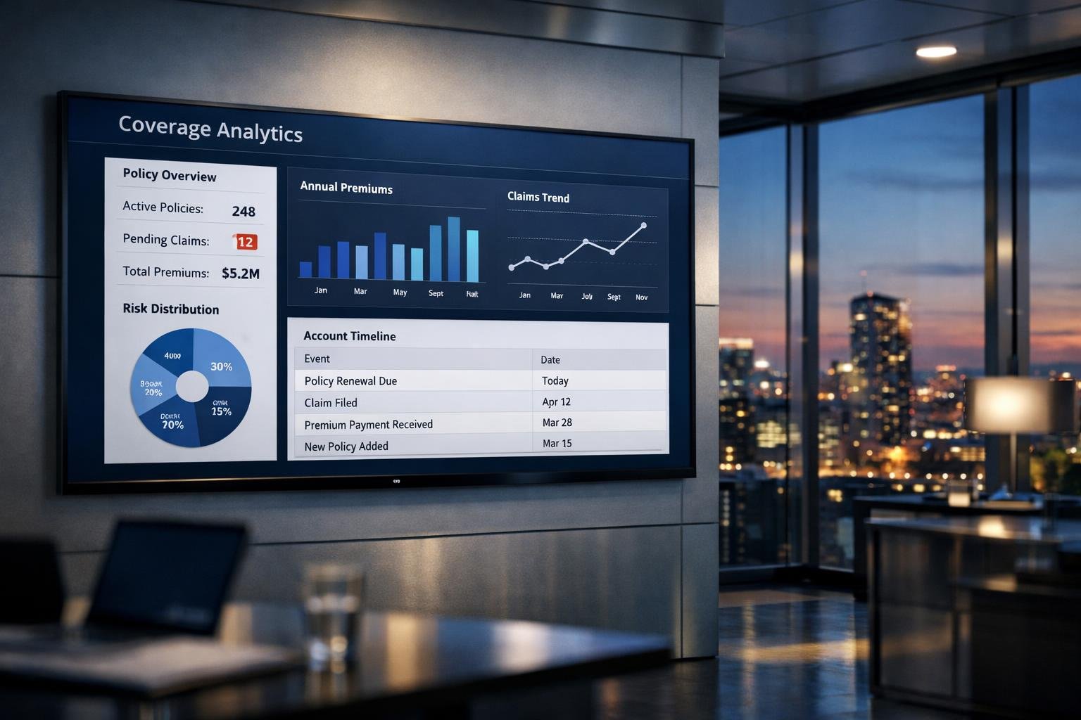 Modern insurance agency dashboard representing an OAI cross-sell bound in hours