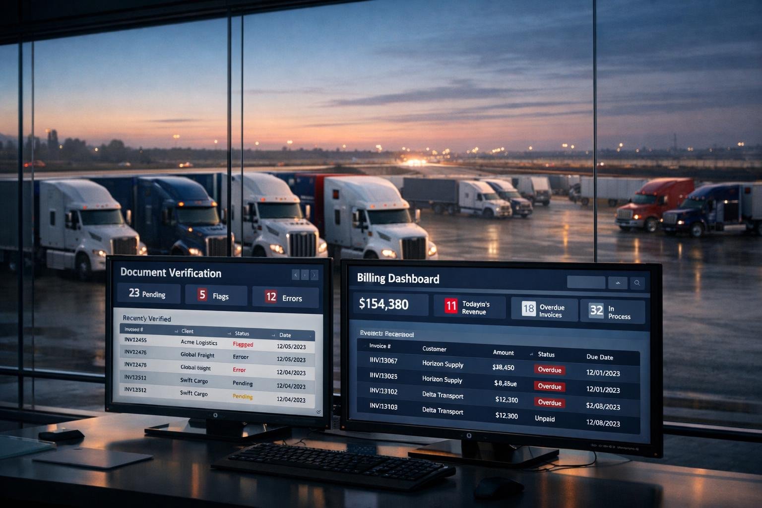 Logistics command center dashboards over a semi-truck fleet — owner-operator misclassification audit readiness for agencies
